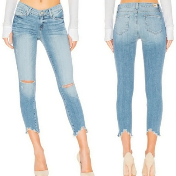 PAIGE Denim - PAIGE Verdugo Crop Worn In Hem in Janis Destructed, Light Wash, Size 26, EUC!
